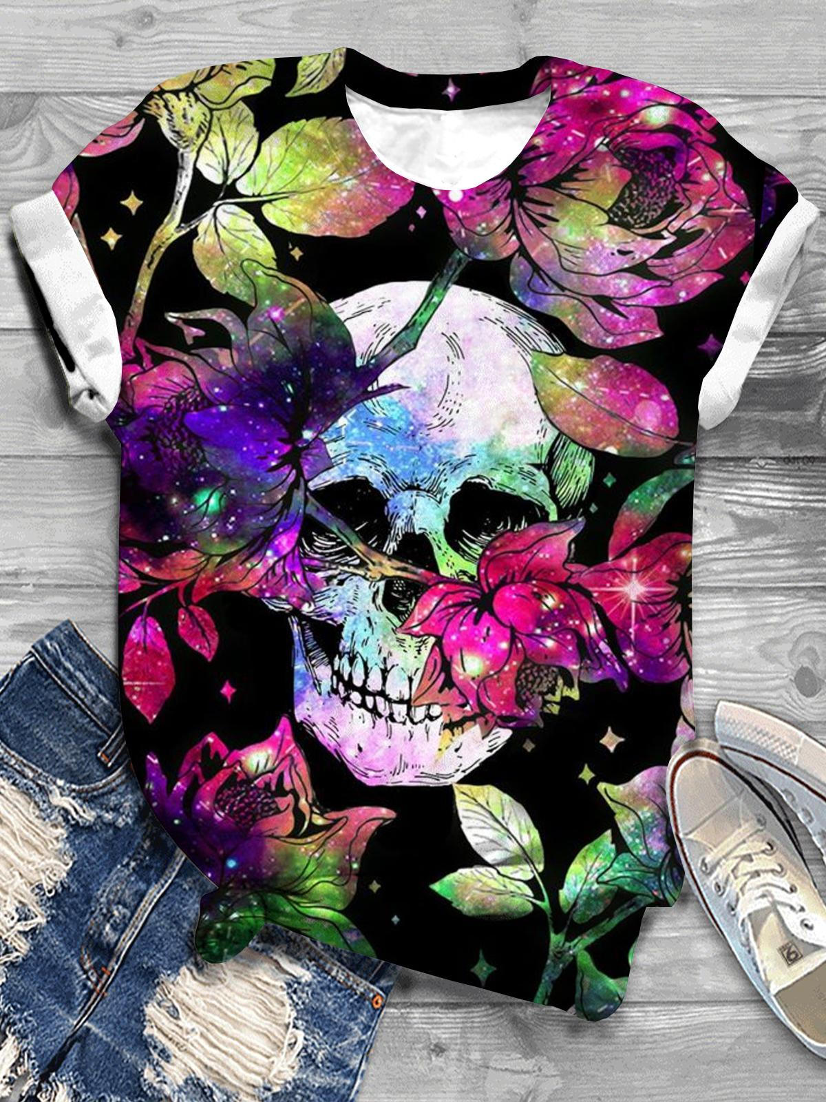 Darkness Skull Flower T-Shirt