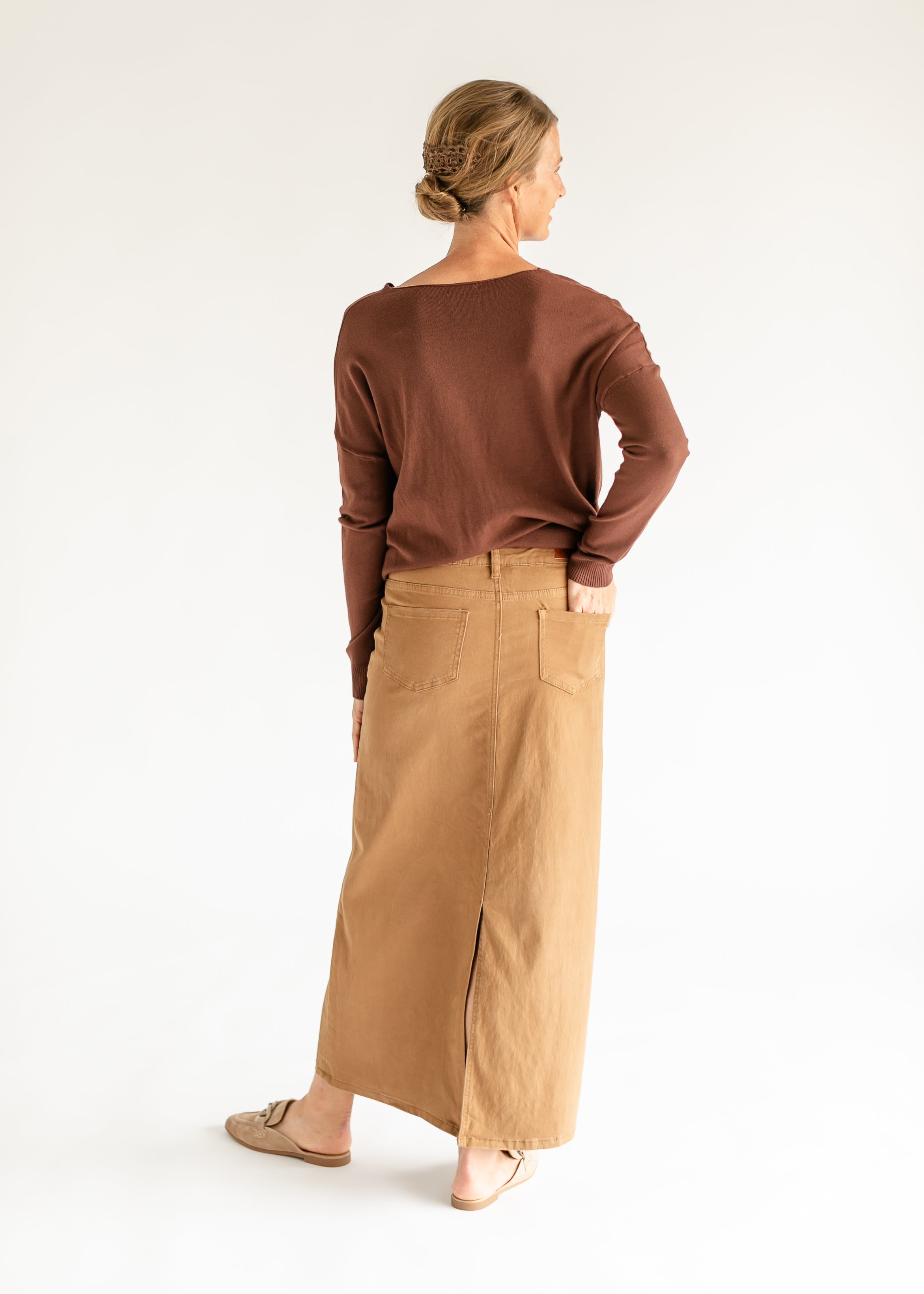 Stella Toasted Coconut Denim Maxi Skirt