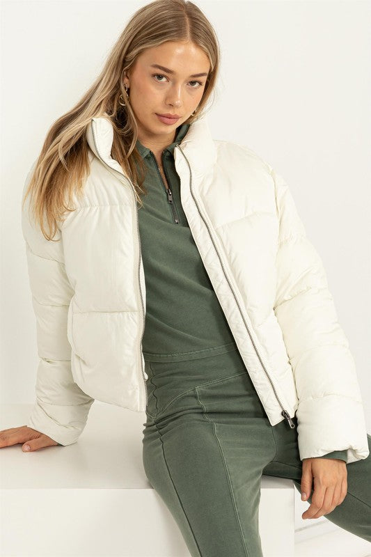 On The Edge Puffer Jacket in Cream