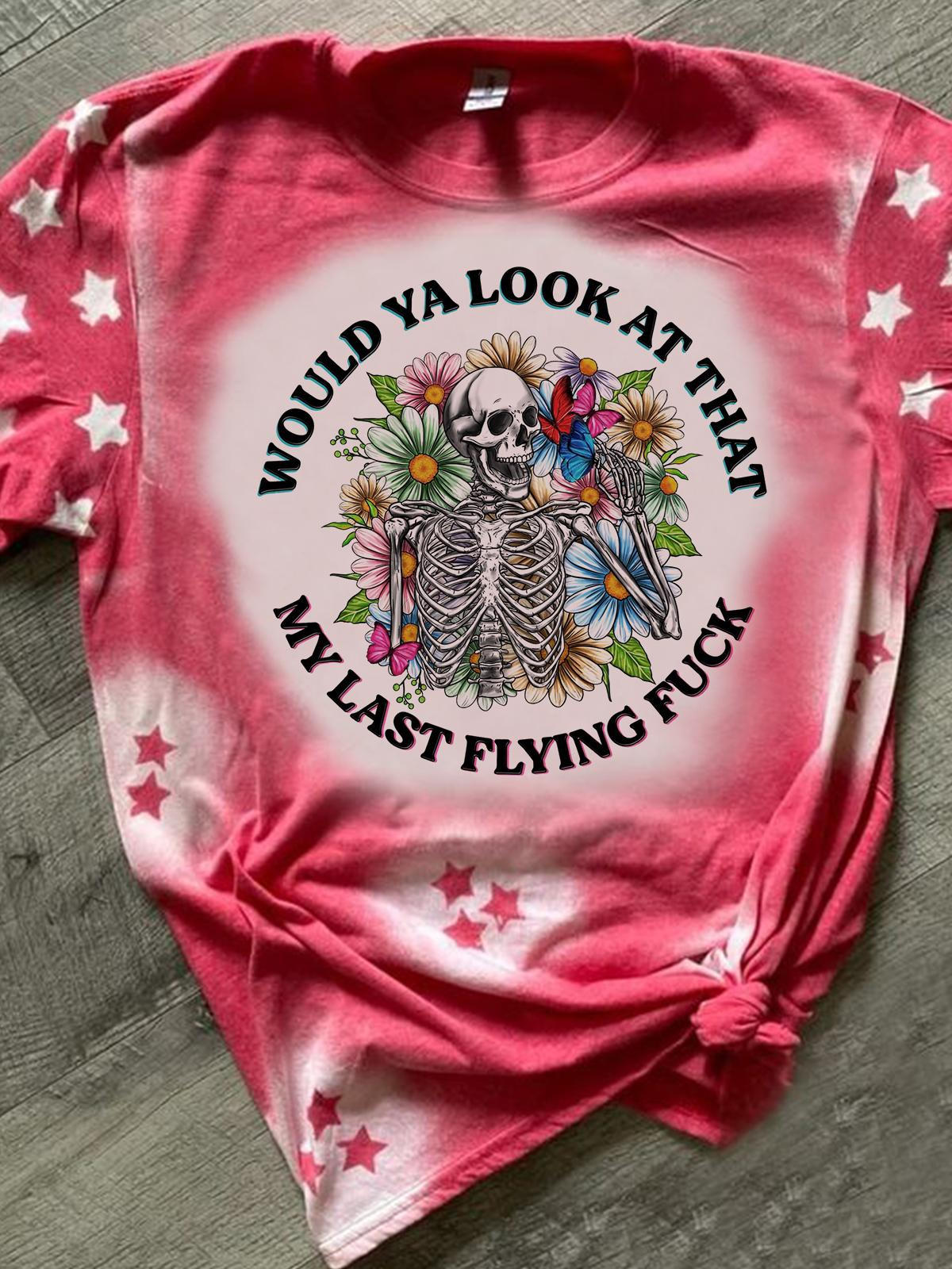 Skull Flower Crew Neck T-shirt