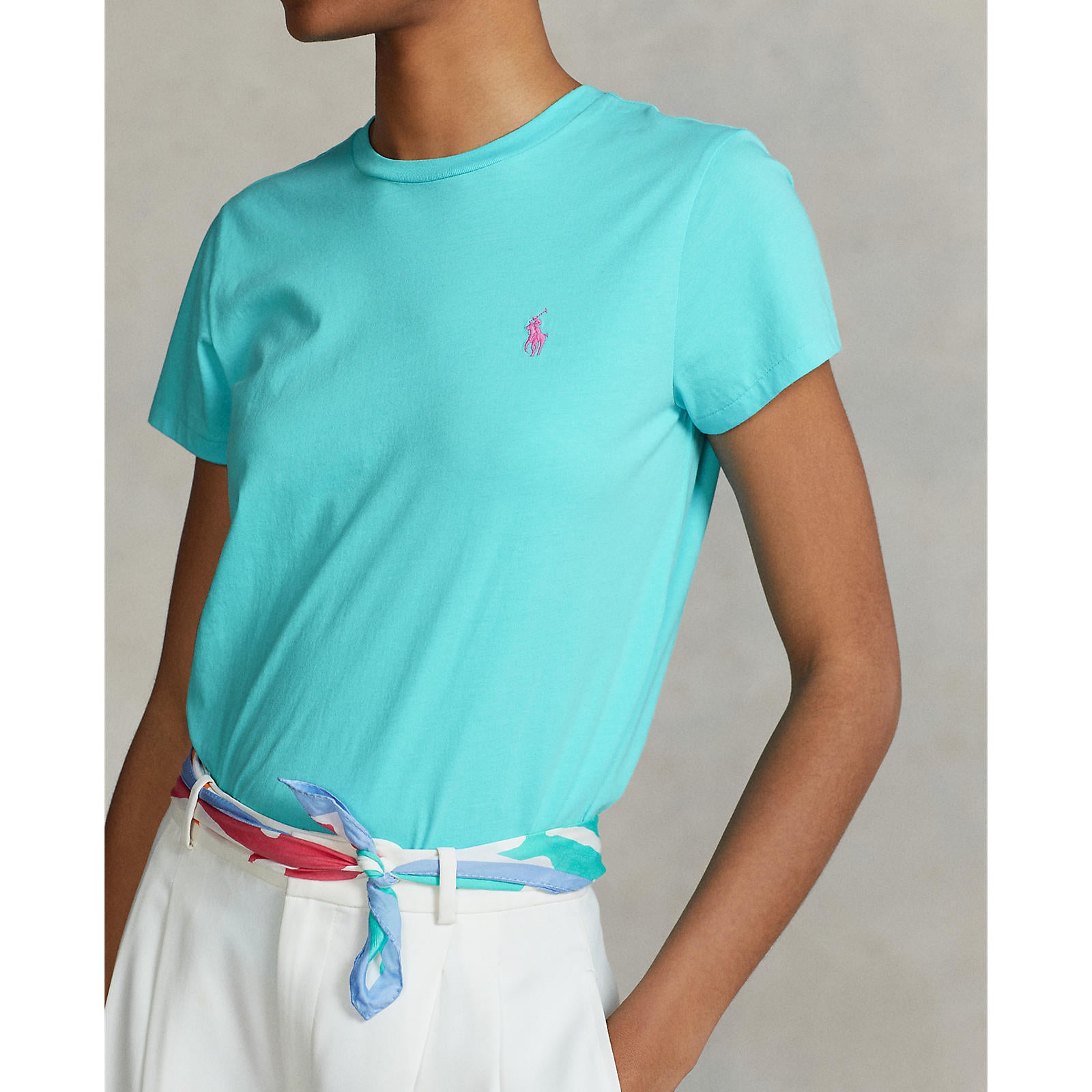 Cotton Crewneck Tee - Turquoise