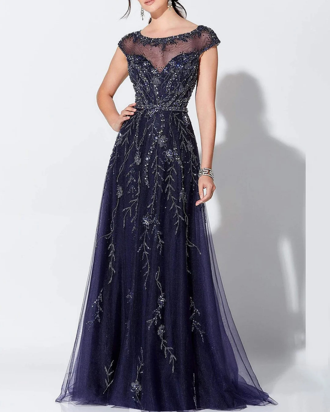 Ladies Elegant Rhinestone Mesh Dress